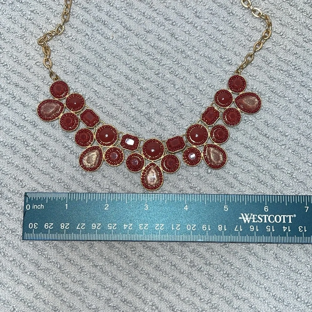 Bold Red and Gold Statement Necklace - Picture 7 of 7